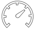 A speedometer with a needle  Description automatically generated