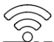 A wifi symbol with a dot  Description automatically generated